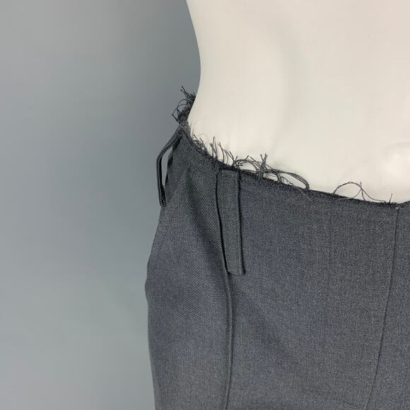 ROKH Size S Grey Twill Raw Edge Dress Pants - Picture 2 of 6